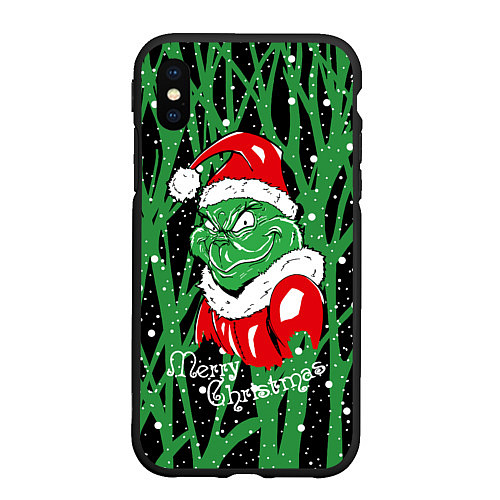 Чехол iPhone XS Max матовый Santa Claus, Grinch - Christmas thief / 3D-Черный – фото 1