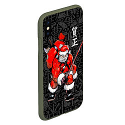 Чехол iPhone XS Max матовый Santa Claus Samurai, цвет: 3D-темно-зеленый — фото 2