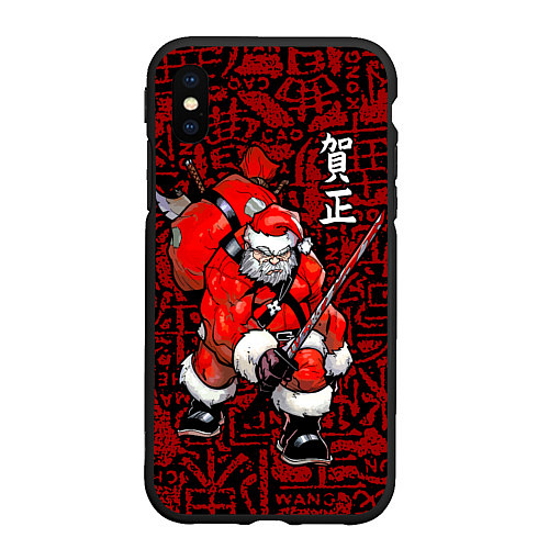 Чехол iPhone XS Max матовый Santa Claus Samurai / 3D-Черный – фото 1