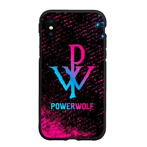 Чехол iPhone XS Max матовый Powerwolf - neon gradient / 3D-Черный – фото 1