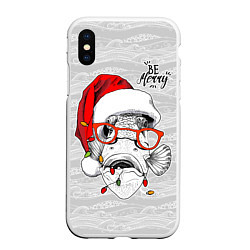 Чехол iPhone XS Max матовый Be merry, fish with red glasses