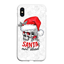 Чехол iPhone XS Max матовый Santa is not dead, skull in red hat, цвет: 3D-белый