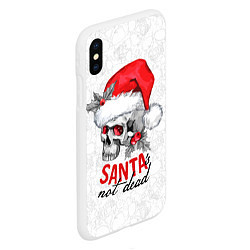 Чехол iPhone XS Max матовый Santa is not dead, skull in red hat, цвет: 3D-белый — фото 2