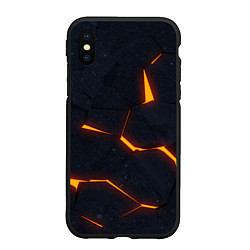 Чехол iPhone XS Max матовый Неоновые плиты в разломе, цвет: 3D-черный