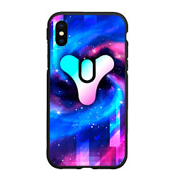 Чехол iPhone XS Max матовый Destiny неоновый космос, цвет: 3D-черный