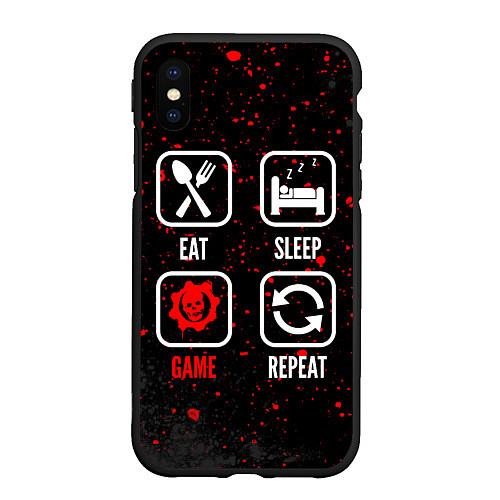 Чехол iPhone XS Max матовый Eat, sleep, Gears of War, repeat / 3D-Черный – фото 1