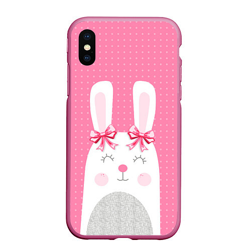 Чехол iPhone XS Max матовый Миссис кролик / 3D-Малиновый – фото 1