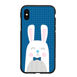 Чехол iPhone XS Max матовый Мистер кролик, цвет: 3D-черный