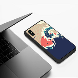 Чехол iPhone XS Max матовый Большая океанская волна и силуэт пустынного остров, цвет: 3D-черный — фото 2