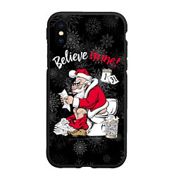 Чехол iPhone XS Max матовый Santa Claus on the toilet, believe in me