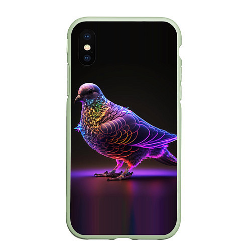 Чехол iPhone XS Max матовый Неоновый голубь / 3D-Салатовый – фото 1