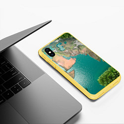 Чехол iPhone XS Max матовый Карта Земли, цвет: 3D-желтый — фото 2