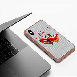 Чехол iPhone XS Max матовый Love - сердечки, цвет: 3D-коричневый — фото 2
