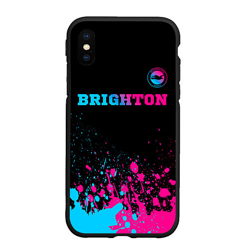 Чехол iPhone XS Max матовый Brighton - neon gradient: символ сверху / 3D-Черный – фото 1