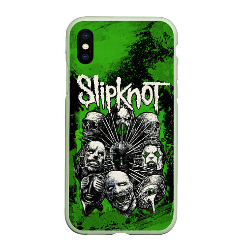 Чехол iPhone XS Max матовый Slipknot green abstract / 3D-Салатовый – фото 1