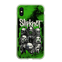 Чехол iPhone XS Max матовый Slipknot green abstract, цвет: 3D-салатовый