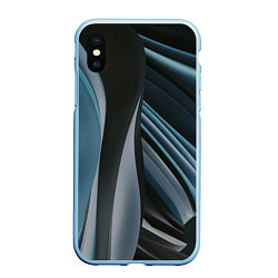 Чехол iPhone XS Max матовый Волнообразные синие пластины во тьме, цвет: 3D-голубой