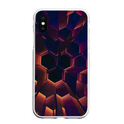 Чехол iPhone XS Max матовый Абстрактные металл и лучи, цвет: 3D-белый