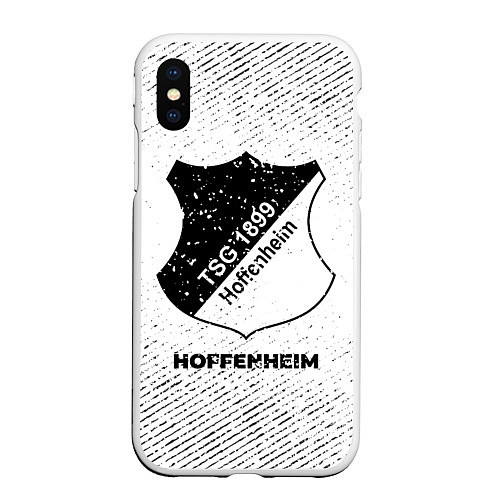 Чехол iPhone XS Max матовый Hoffenheim с потертостями на светлом фоне / 3D-Белый – фото 1