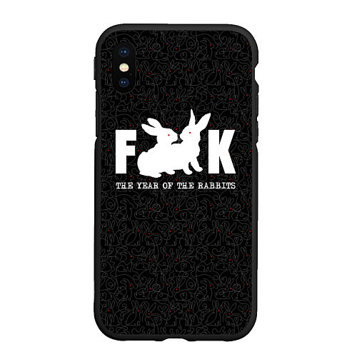 Чехол iPhone XS Max матовый Fuck The Year of Rabbit / 3D-Черный – фото 1