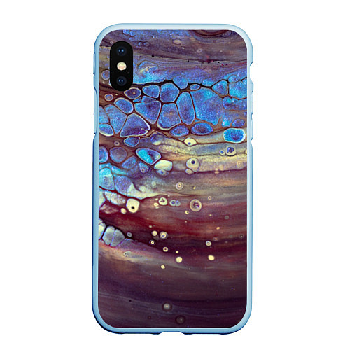 Чехол iPhone XS Max матовый Тёмный песок и синие блестящие камни / 3D-Голубой – фото 1