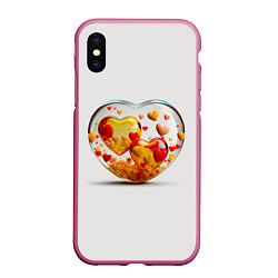 Чехол iPhone XS Max матовый Влюблённые сердца - сувенир, цвет: 3D-малиновый