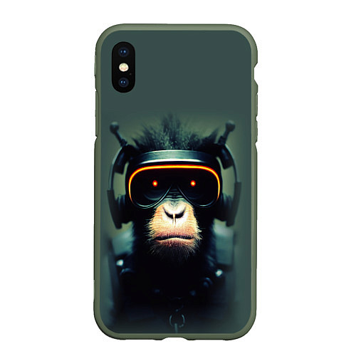 Чехол iPhone XS Max матовый Кибер-обезьяна / 3D-Темно-зеленый – фото 1
