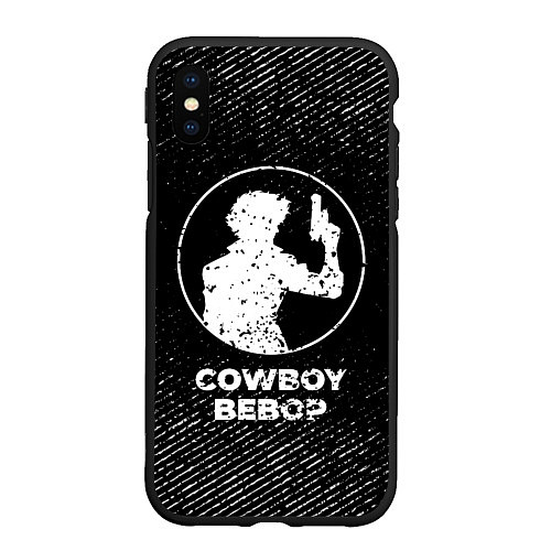 Чехол iPhone XS Max матовый Cowboy Bebop с потертостями на темном фоне / 3D-Черный – фото 1