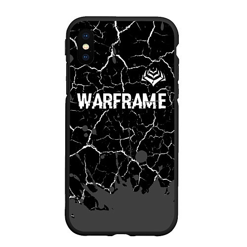 Чехол iPhone XS Max матовый Warframe glitch на темном фоне: символ сверху / 3D-Черный – фото 1