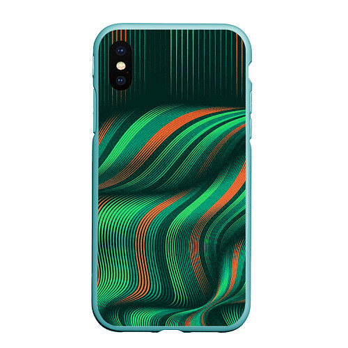 Чехол iPhone XS Max матовый Абстрактные объёмные полосы / 3D-Мятный – фото 1