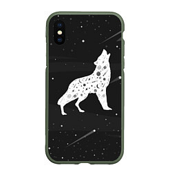 Чехол iPhone XS Max матовый Созвездие волка - волк из звезд, цвет: 3D-темно-зеленый