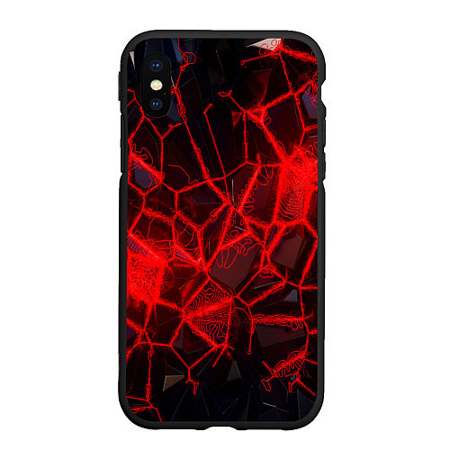 Чехол iPhone XS Max матовый Кристаллы в красных нитях / 3D-Черный – фото 1