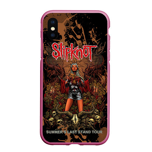 Чехол iPhone XS Max матовый Slipknot satan girl / 3D-Малиновый – фото 1