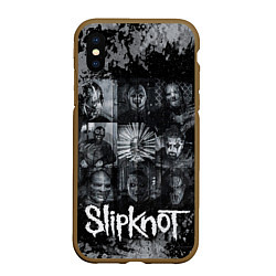 Чехол iPhone XS Max матовый Slipknot black & white style, цвет: 3D-коричневый