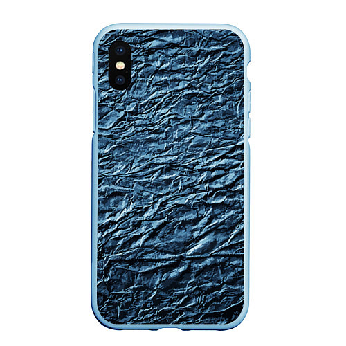 Чехол iPhone XS Max матовый Текстура мятой цветной бумаги / 3D-Голубой – фото 1