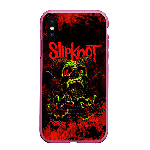 Чехол iPhone XS Max матовый Slipknot череп / 3D-Малиновый – фото 1