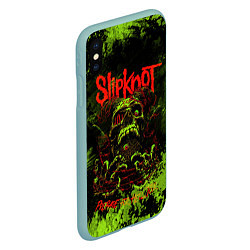 Чехол iPhone XS Max матовый Slipknot green череп, цвет: 3D-мятный — фото 2