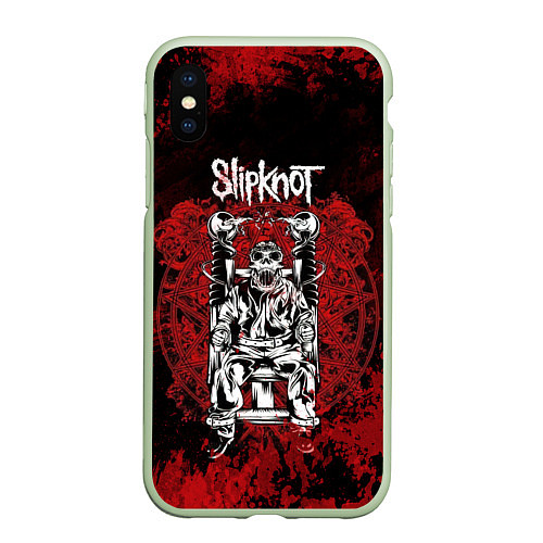 Чехол iPhone XS Max матовый Slipknot - скелет / 3D-Салатовый – фото 1