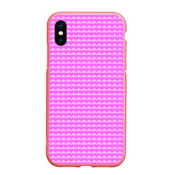 Чехол iPhone XS Max матовый Много сердец розовое