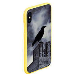 Чехол iPhone XS Max матовый Halloween - силуэт ворона, цвет: 3D-желтый — фото 2