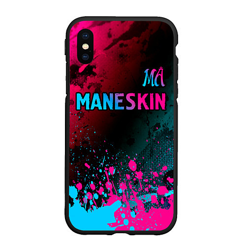 Чехол iPhone XS Max матовый Maneskin - neon gradient: символ сверху / 3D-Черный – фото 1