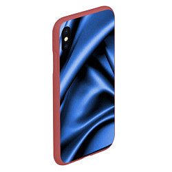 Чехол iPhone XS Max матовый Складки гладкой синей ткани, цвет: 3D-красный — фото 2