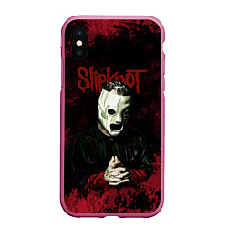 Чехол iPhone XS Max матовый Slipknot dark art, цвет: 3D-малиновый