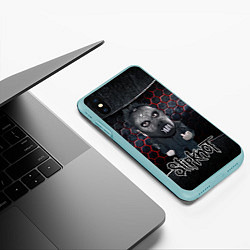 Чехол iPhone XS Max матовый Slipknot dark black, цвет: 3D-мятный — фото 2