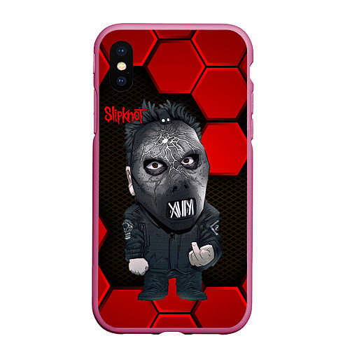 Чехол iPhone XS Max матовый Slipknot объемные плиты / 3D-Малиновый – фото 1