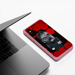 Чехол iPhone XS Max матовый Slipknot объемные плиты, цвет: 3D-малиновый — фото 2