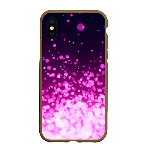 Чехол iPhone XS Max матовый Розовые блёстки на тёмном фоне / 3D-Коричневый – фото 1