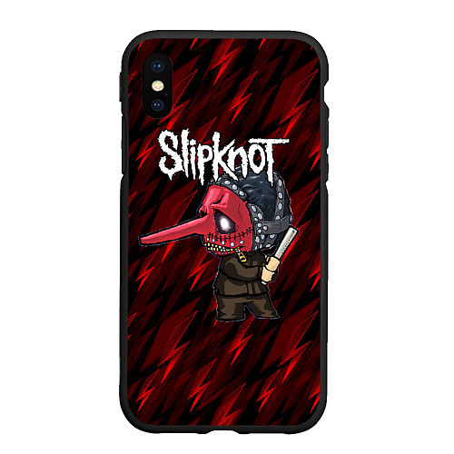 Чехол iPhone XS Max матовый Slipknot красные молнии / 3D-Черный – фото 1