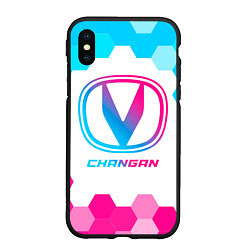 Чехол iPhone XS Max матовый Changan neon gradient style, цвет: 3D-черный