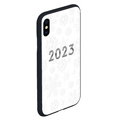 Чехол iPhone XS Max матовый Новогодние снежинки 2023, цвет: 3D-черный — фото 2